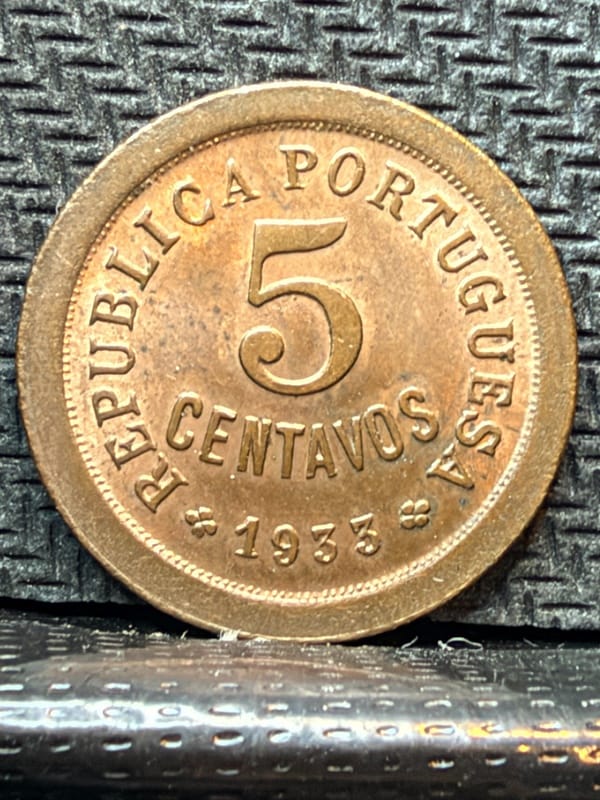 1933 Portuguese Guinea-Bissau 5 Centavos Coin - Portugal Colony, Copper 00913BB1 - Image 1