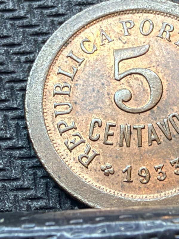 1933 Portuguese Guinea-Bissau 5 Centavos Coin - Portugal Colony, Copper 00913BB1 - Image 3