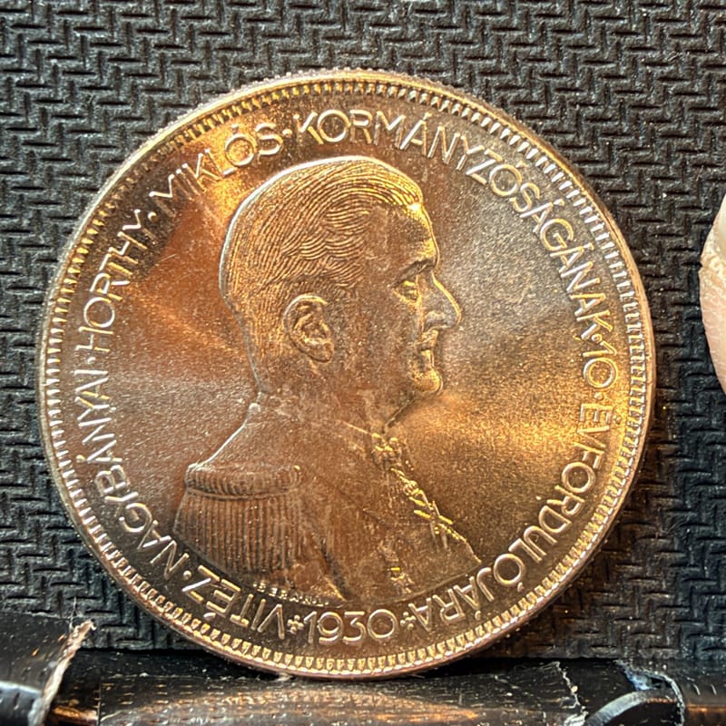 1930 Hungary Re-Strike 5 Silver Pengo Horthy 10th Anniversary Regency 00915BB1 - Image 1