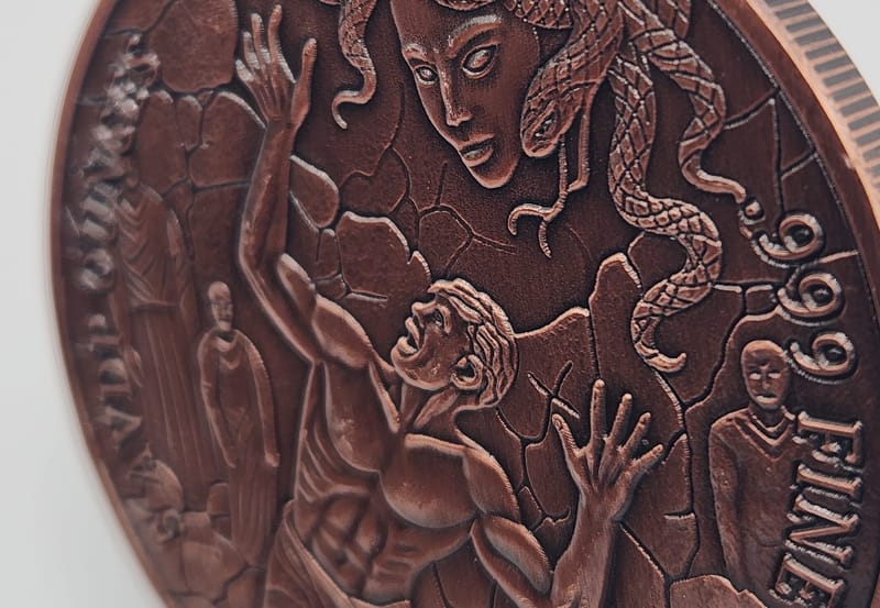 Medusa's Gaze 5oz Copper Colorized Round - Image 2