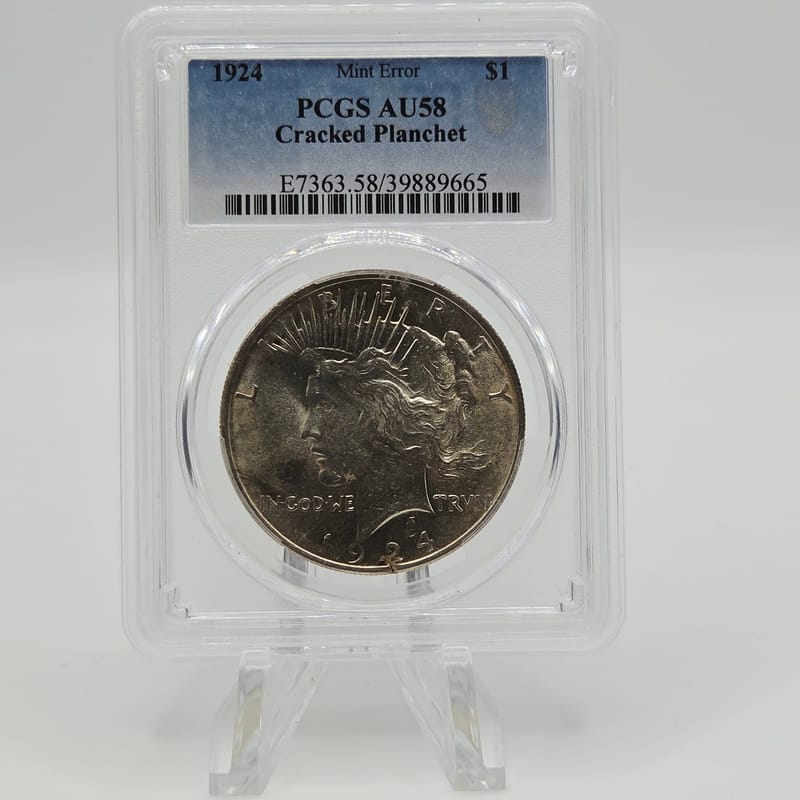 1924 AU58 Error Peace Dollar - Cracked Planchet - Image 1