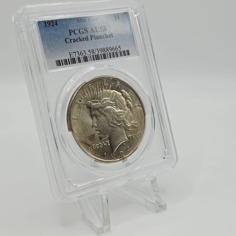 1924 AU58 Error Peace Dollar - Cracked Planchet - Image 4