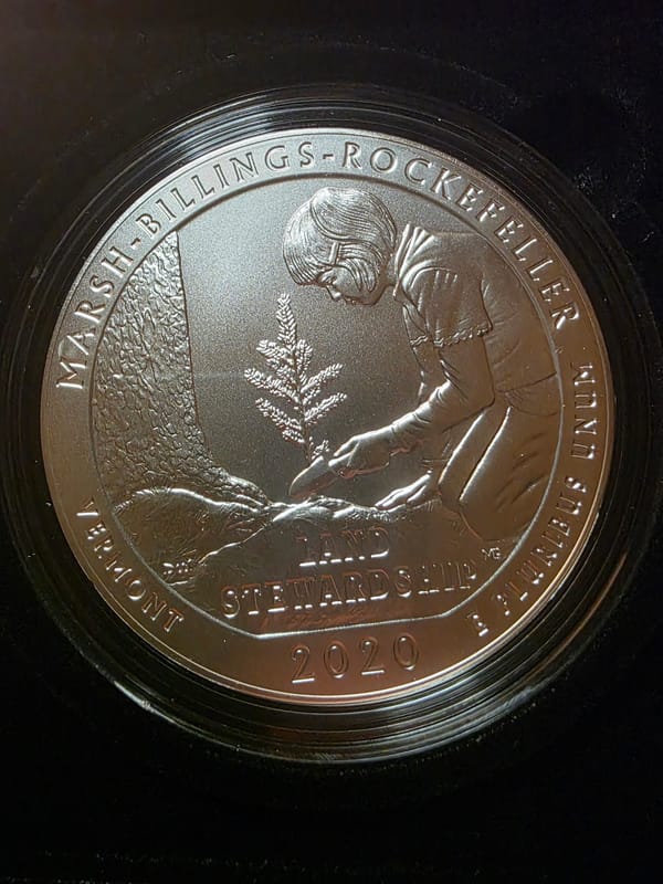 2020 5oz Silver ATB Uncirculated.  Vermont - Image 1