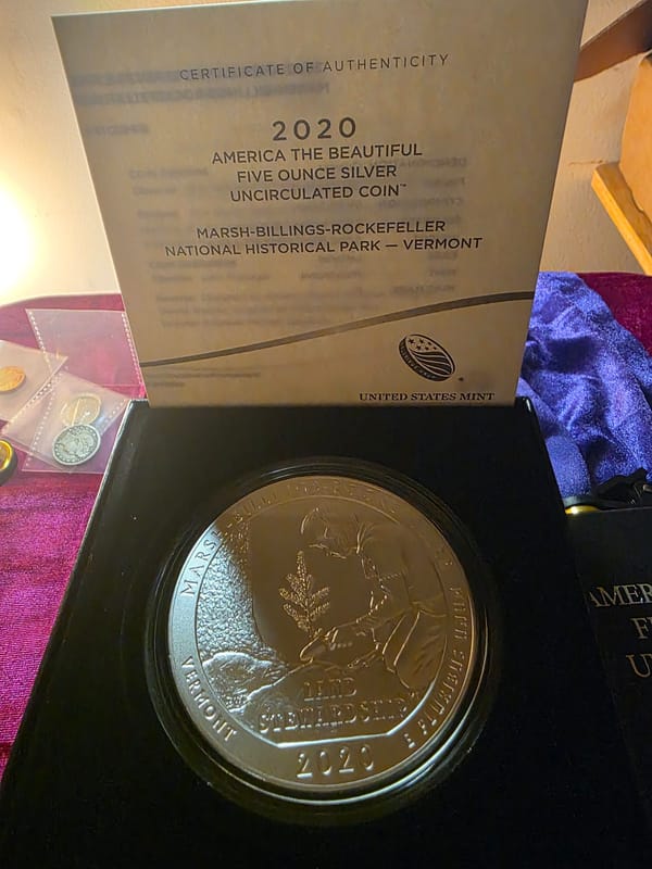 2020 5oz Silver ATB Uncirculated.  Vermont - Image 2