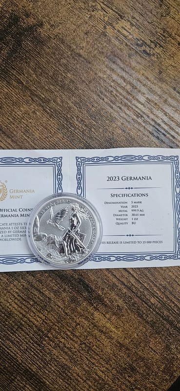 2023 Germania 1oz Silver Coin BU Limited Mintage - Image 3