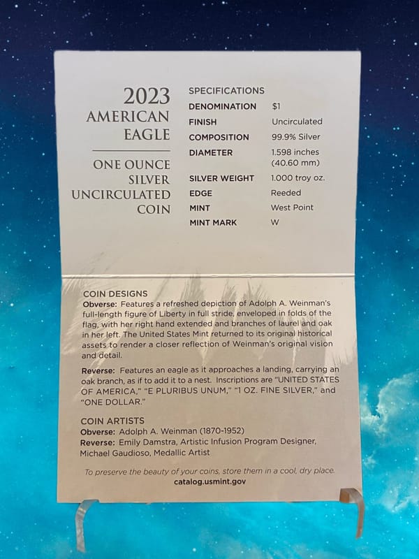 2023-W UNC BURNISHED SILVER EAGLE - Image 7