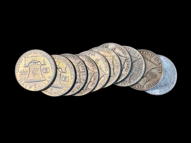 1 RANDOM YEAR BEN FRANKLIN HALF DOLLAR 90% SILVER - Image 2