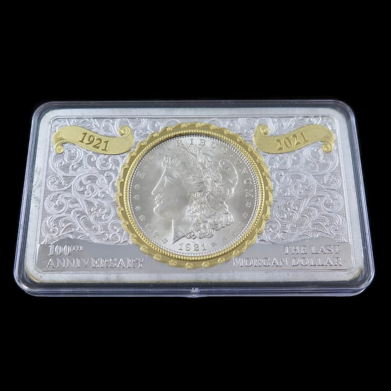 1921 Morgan Silver Dollar 100th Anniversary Bar - Image 1