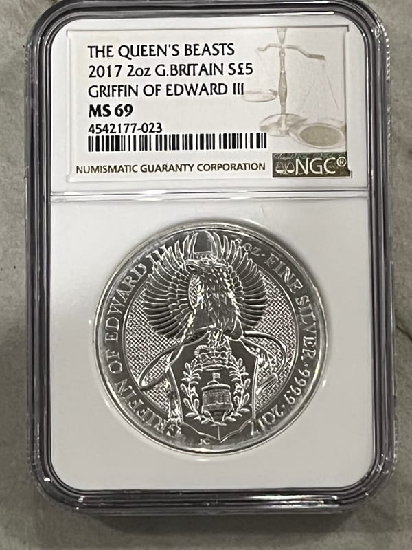 2017 Queen's Beast Griffin 2oz Silver - NGC MS69 - Image 1