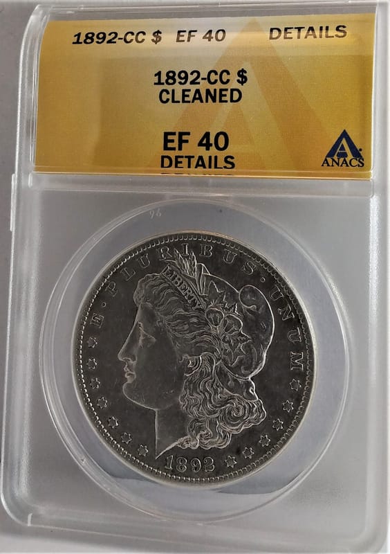 1892-CC ANACs XF40 cleaned Morgan dollar - Image 3
