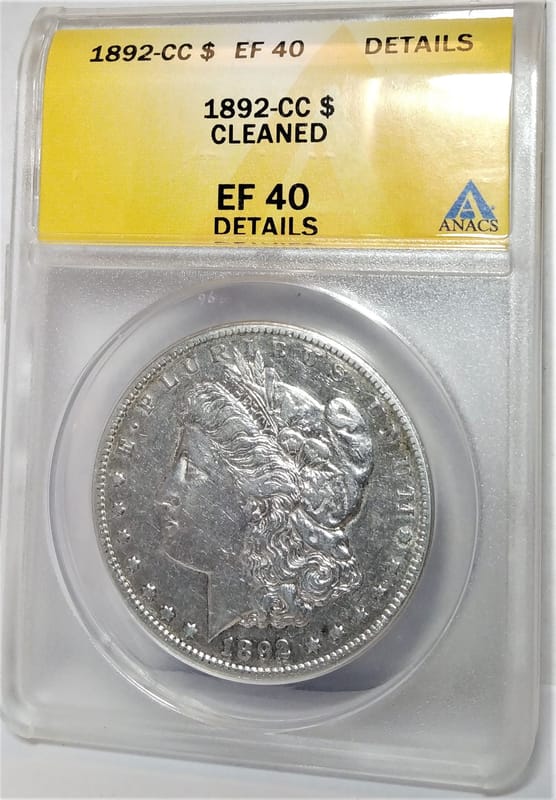 1892-CC ANACs XF40 cleaned Morgan dollar - Image 1