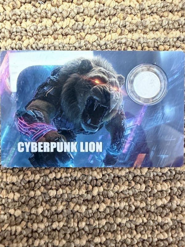 2026 Liberia Cyberpunk Lion 1/1000 oz .999 Palladium $12 Coin COA Card - Image 1