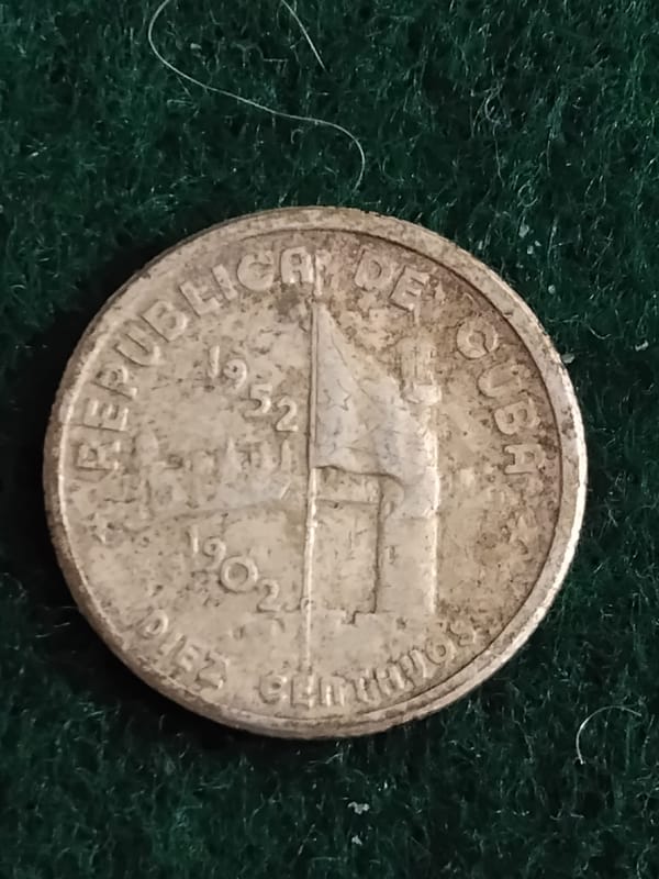 Silver 1952 Cuba 10 Centavos 50th Anniversary  - Image 3