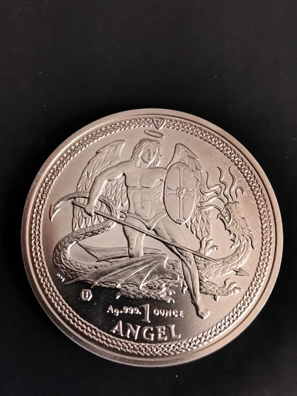 2014 Isle of Man 1 oz Silver Angel Coin BU .999 - Image 6