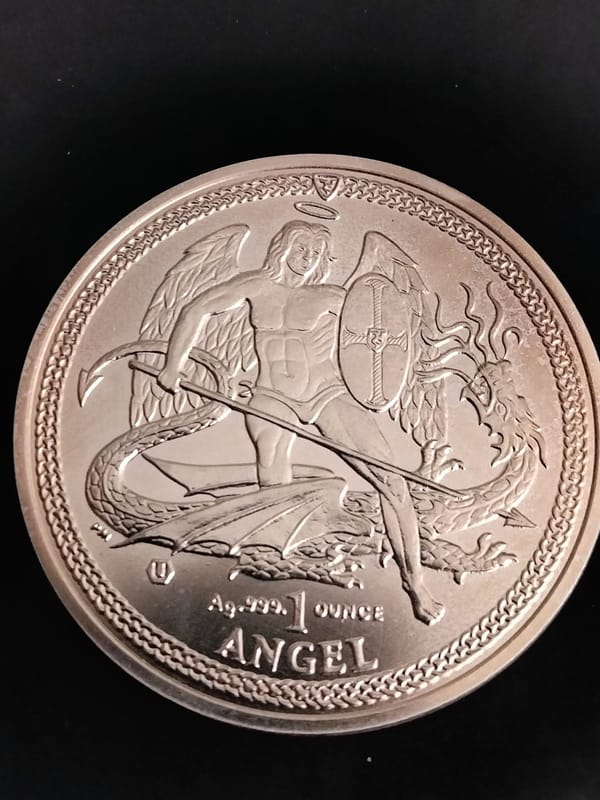 2014 Isle of Man 1 oz Silver Angel Coin BU .999 - Image 3
