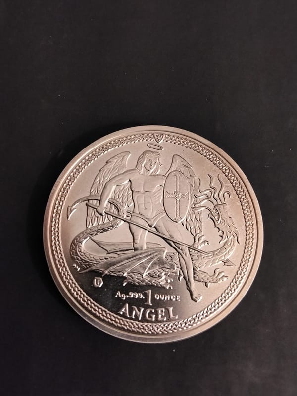 2014 Isle of Man 1 oz Silver Angel Coin BU .999 - Image 7