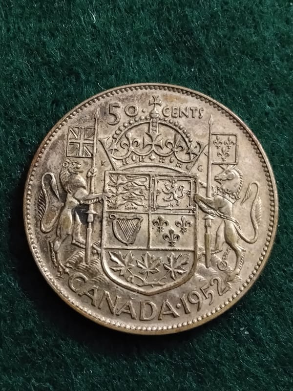 Silver 1952 Canada 50 Cents Half Dollar George VI - Image 4