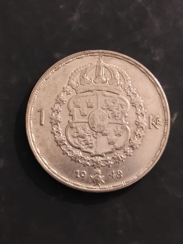 Silver Sweden 1948 1 Krona Crowned Arms - Image 3