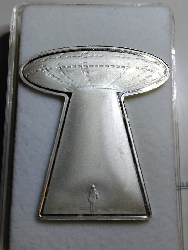 Pan Silver 5g .999 Silver UFO Art Bar Mintage 3k - Image 1
