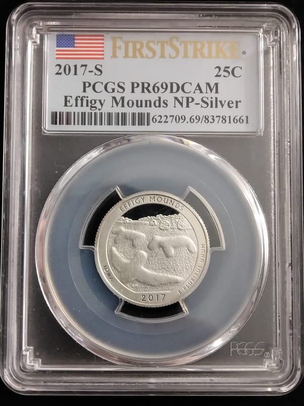 Silver First Strike 2017-S Effigy Mounds Quarter  - Image 1