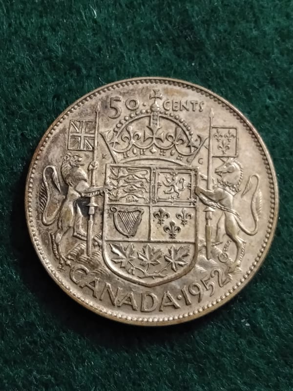 Silver 1952 Canada 50 Cents Half Dollar George VI - Image 6