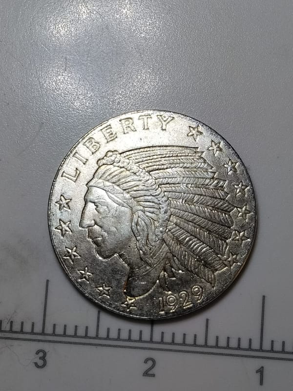1/10 oz .999 Fine Silver G.S.M Incuse Indian Round - Image 1