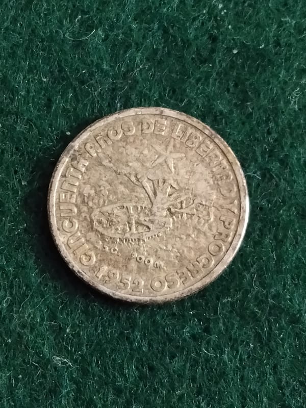 Silver 1952 Cuba 10 Centavos 50th Anniversary  - Image 6