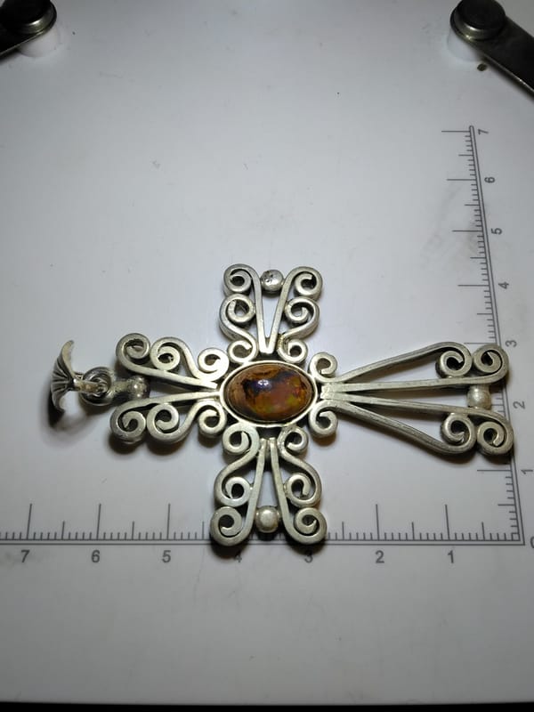 Vintage Mexican .925 Silver Filigree Cross Pendant - Image 5