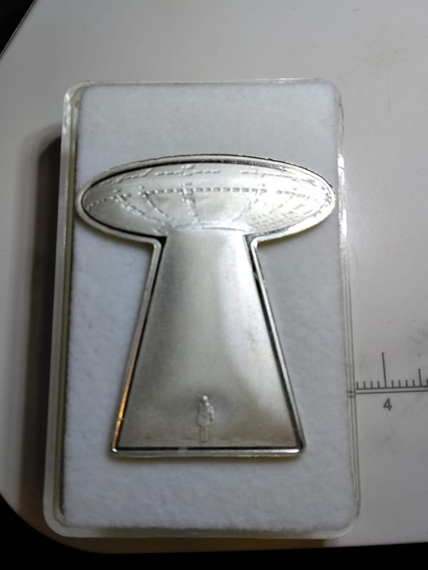 Pan Silver 5g .999 Silver UFO Art Bar Mintage 3k - Image 3