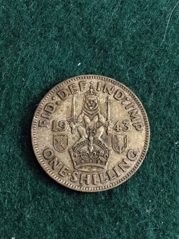 Silver 1943 WW2 UK One Shilling Scottish variant - Image 5