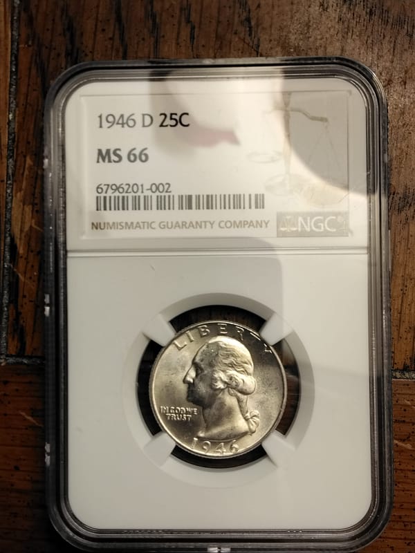 1946 D Washington quarter NGC graded Ms66  - Image 1