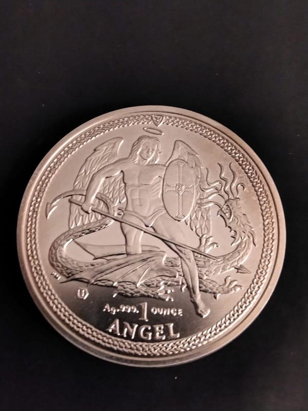 2014 Isle of Man 1 oz Silver Angel Coin BU .999 - Image 1