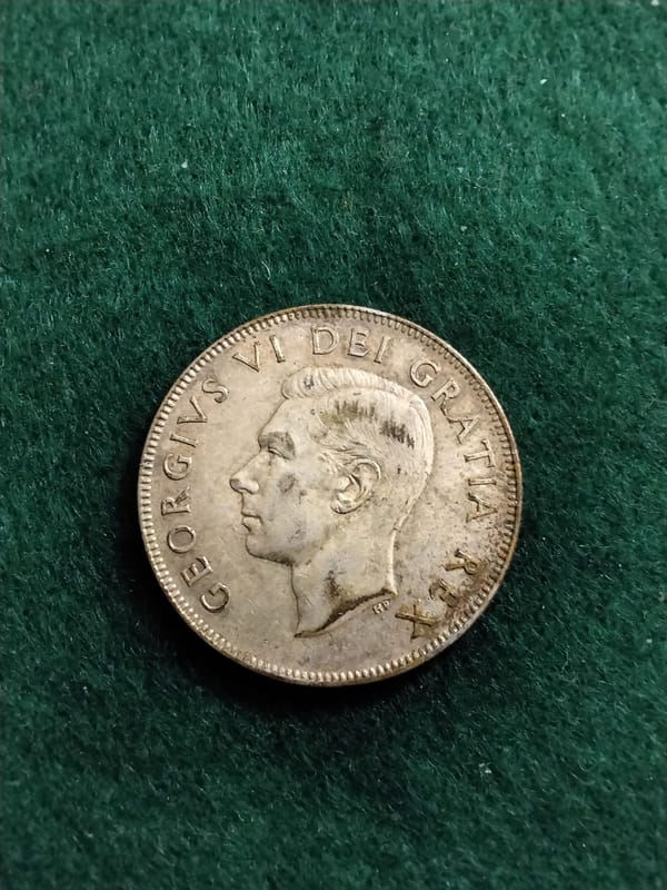 Silver 1952 Canada 50 Cents Half Dollar George VI - Image 3