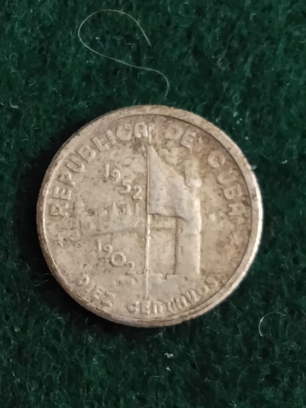 Silver 1952 Cuba 10 Centavos 50th Anniversary  - Image 5