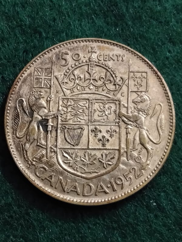 Silver 1952 Canada 50 Cents Half Dollar George VI - Image 1