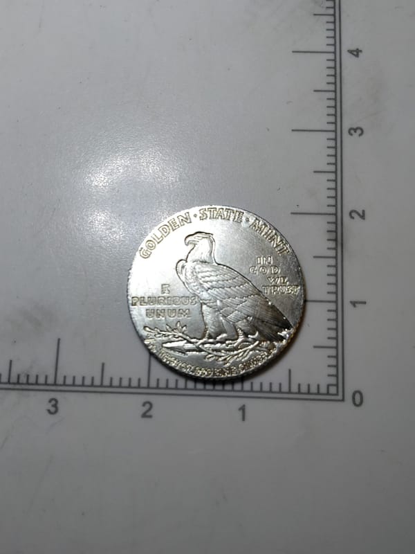 1/10 oz .999 Fine Silver G.S.M Incuse Indian Round - Image 3