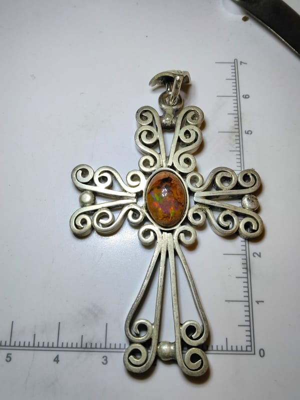 Vintage Mexican .925 Silver Filigree Cross Pendant - Image 3