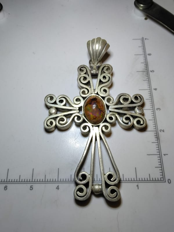 Vintage Mexican .925 Silver Filigree Cross Pendant - Image 1