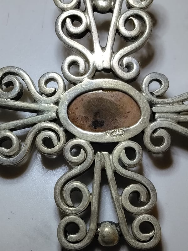 Vintage Mexican .925 Silver Filigree Cross Pendant - Image 4