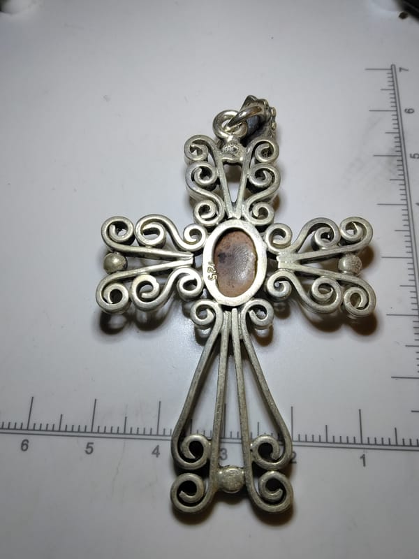 Vintage Mexican .925 Silver Filigree Cross Pendant - Image 2