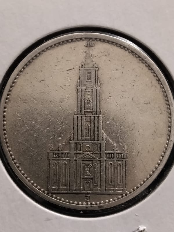 Silver 1934-J 5 Reichsmarks Potsdam Church VF-35 - Image 4