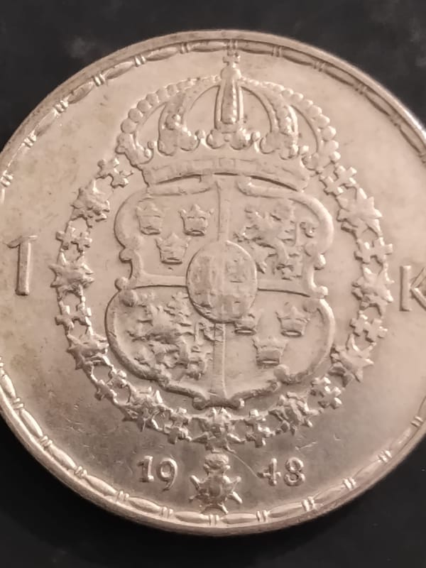 Silver Sweden 1948 1 Krona Crowned Arms - Image 5