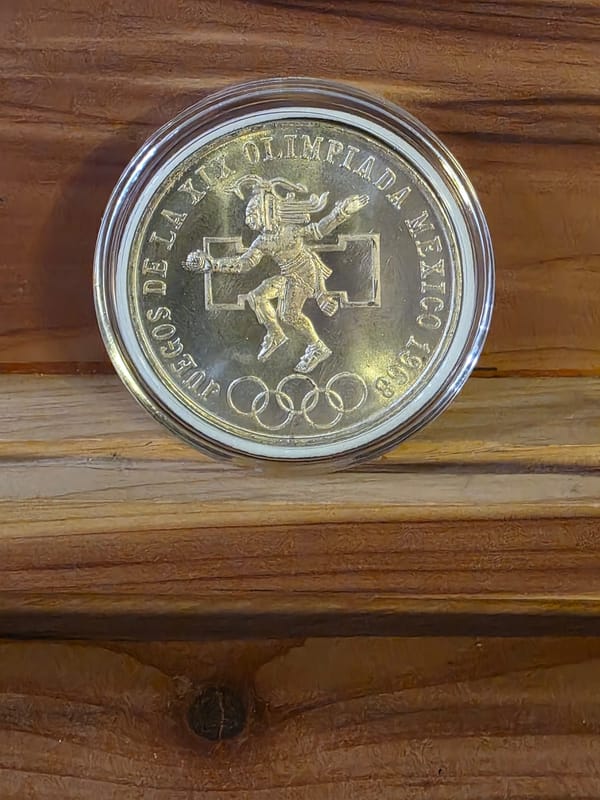 1968 Mexico Silver 25 Pesos Olympic Games Commem - Image 1