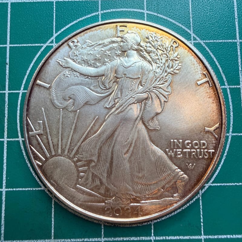2024 American Silver Eagle Coin Toning With Box - Image 1