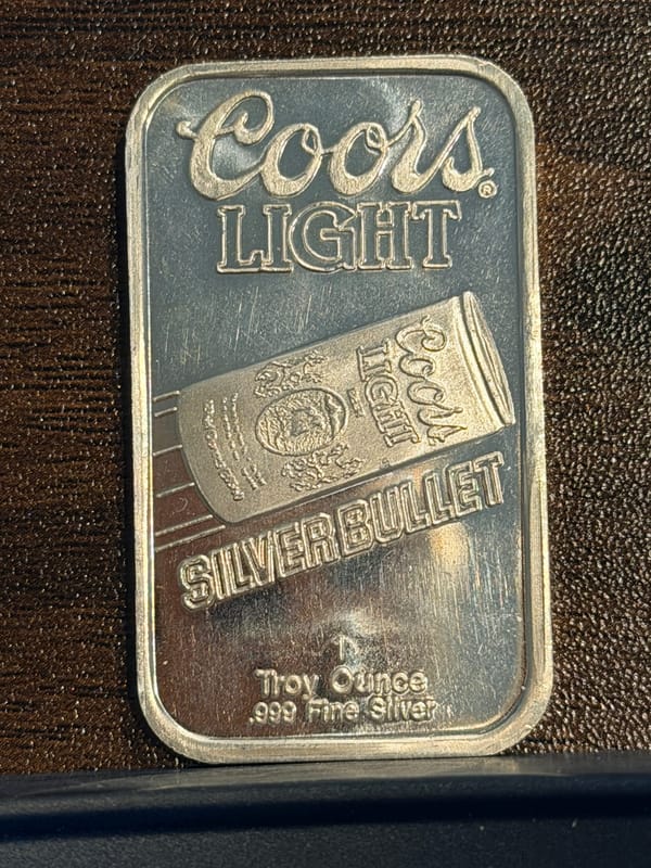 Vintage Coors Light 1 Oz Silver Bar .99 In Capsule - Image 1