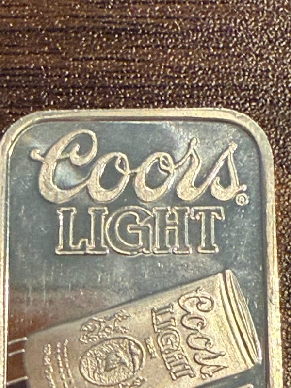 Vintage Coors Light 1 Oz Silver Bar .99 In Capsule - Image 3