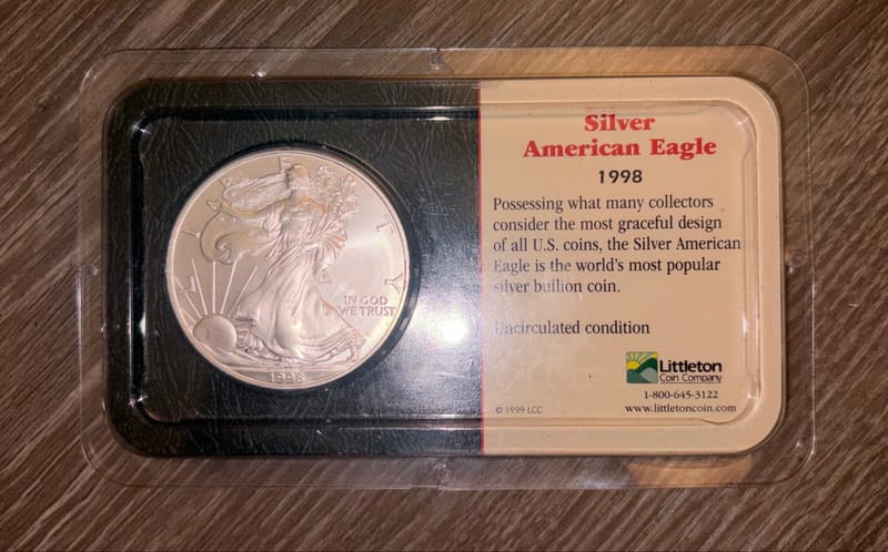 1998 Mint Silver Eagle 1oz, 99.93% Fine Silver - Image 1