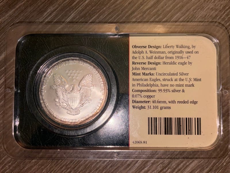 1998 Mint Silver Eagle 1oz, 99.93% Fine Silver - Image 2