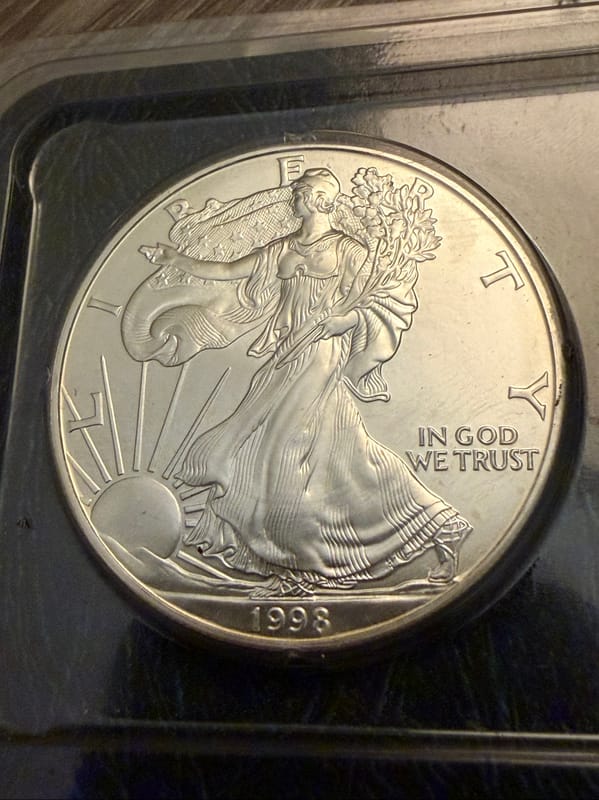 1998 Mint Silver Eagle 1oz, 99.93% Fine Silver - Image 3