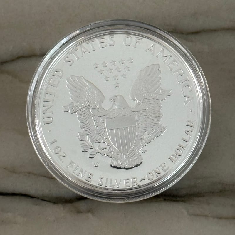 2001 W Proof American Silver Eagle with Box an coa - Image 3